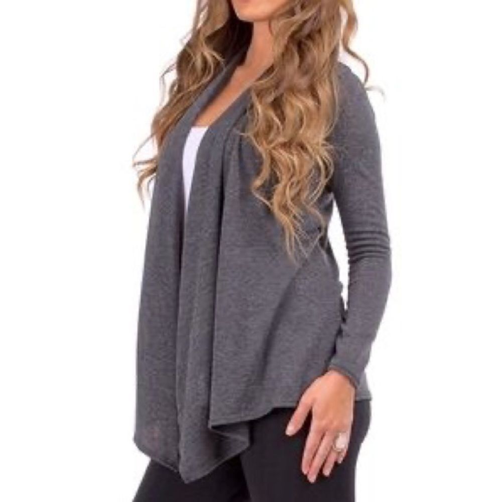 Rags and Couture Women's Grey Hacci Draped Open Front Cardigan Size XL